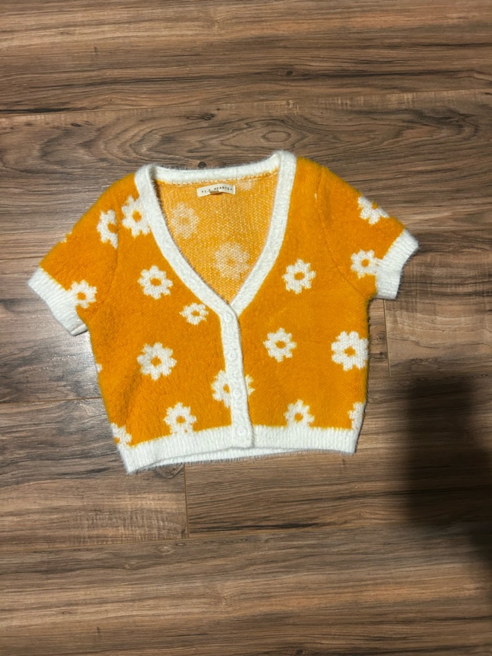 Yellow Daisy Fuzzy Button-Up Cardigan